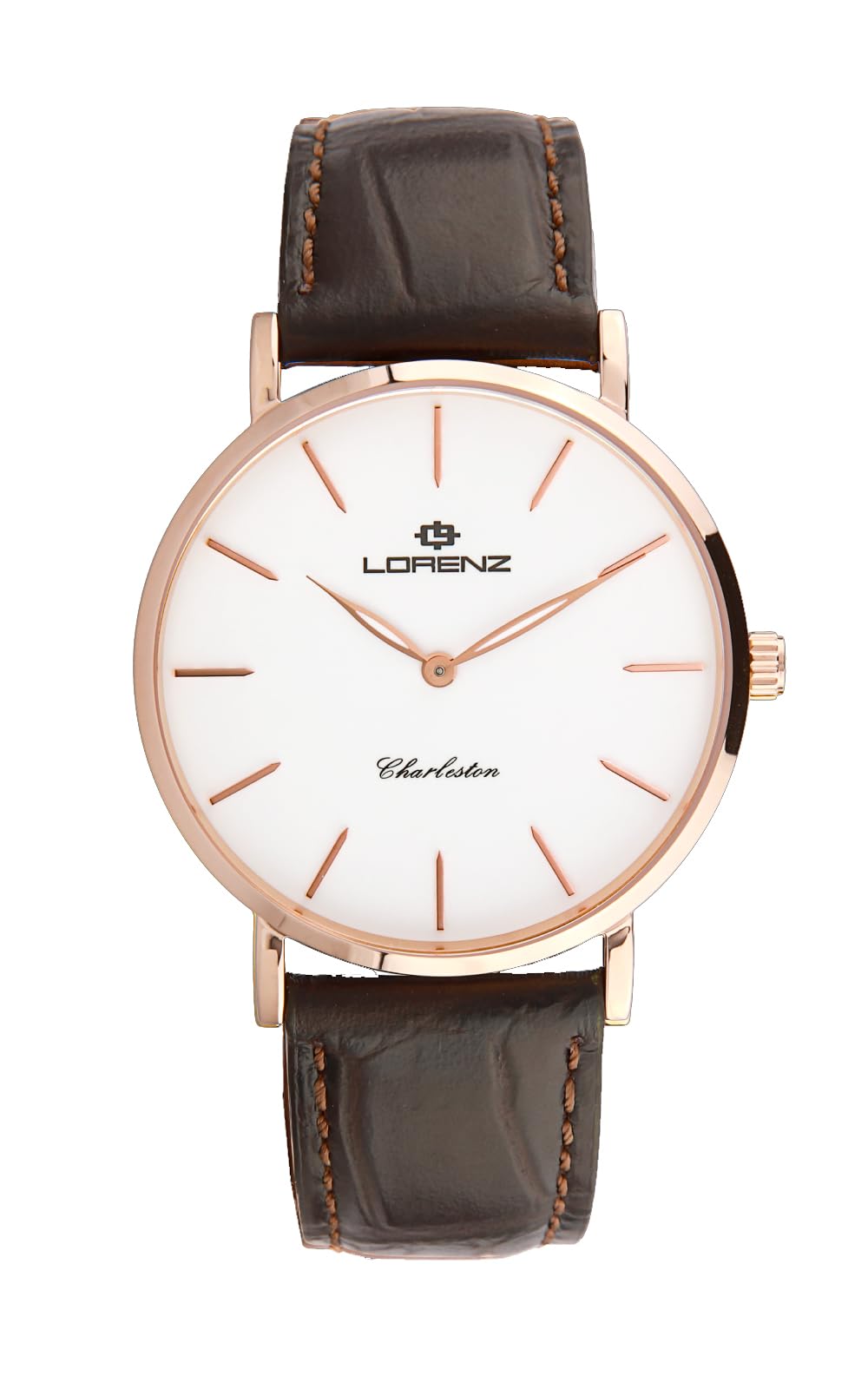 Lorenz - Orologio Classico Ultrapiatto da Uomo - Orologio al quarzo Modello Charleston Extrapiatto 030250FF - Orologio con Cinturino in Pelle marrone