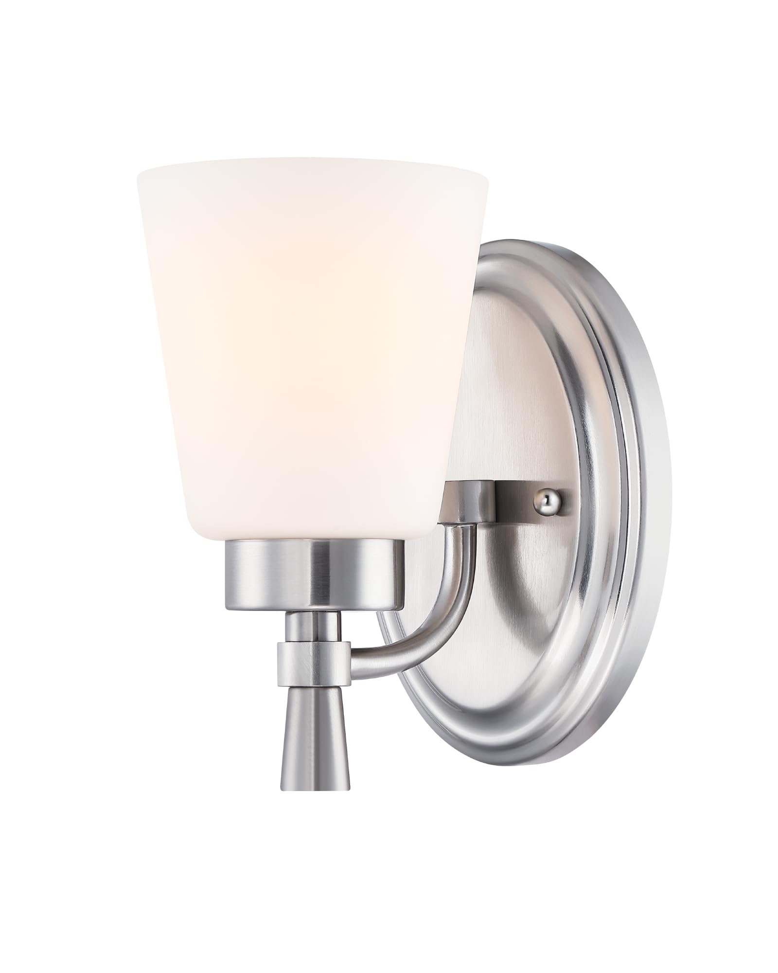 Wall Sconces for Bathroom, Brushed Nickel Vanity Light Fixture Over Mirror, Single Hardwired Sconce with Frosted Glass Shades for Bedroom, Living Room, Modern Home Decor