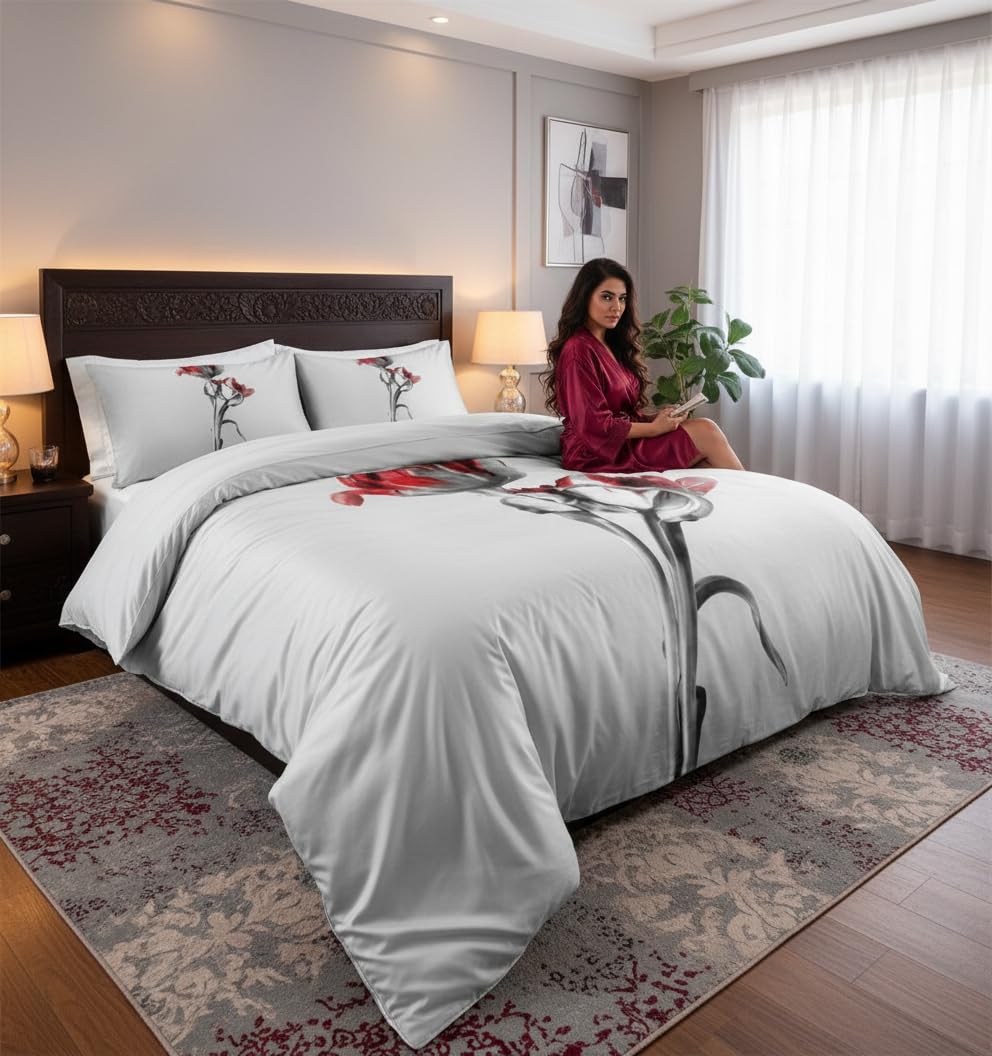 JJ's Imported Superfine Microfibre Cotton 3D Digitai Printed No Fade, No Shirnke King Size Double Bed All Season Beddibg Set (Design3) 5 Pcs Set with Heavy Quilt & Zipper Quilt Cover.-image-9