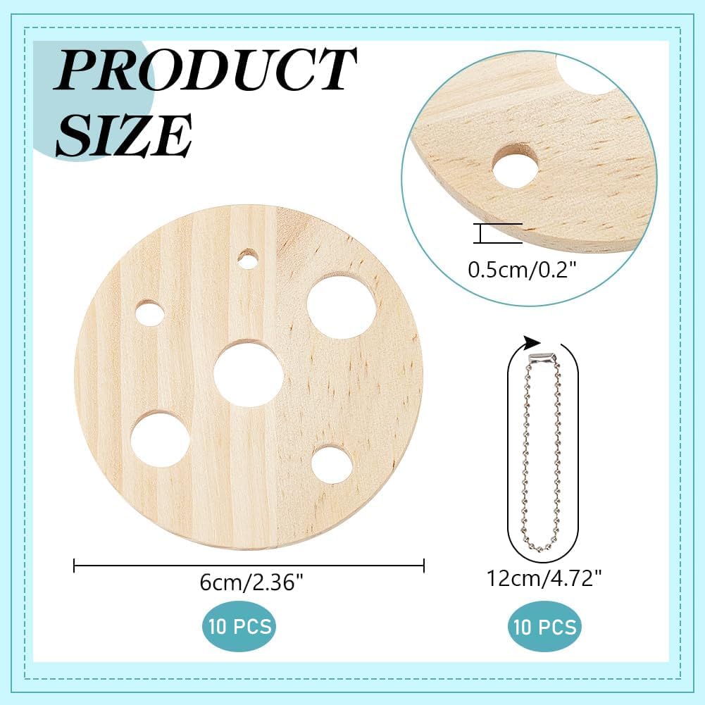 NBEADS 10 Pcs Round Wood Diz for Roving, Spin Roving into Yarn, Hand Spinning, Yarn Spinner, Spindle for Beginners and Advanced (Hole: 12/10/7/5/3mm)