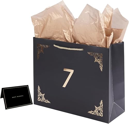 Miniatura 6 de Bolsas de regalo grandes con papel de seda y tarjeta de 12.6 x 4.3 x 9.8 pulgadas, bolsa de regalo negra para hombres y mujeres, cumpleaños, boda,