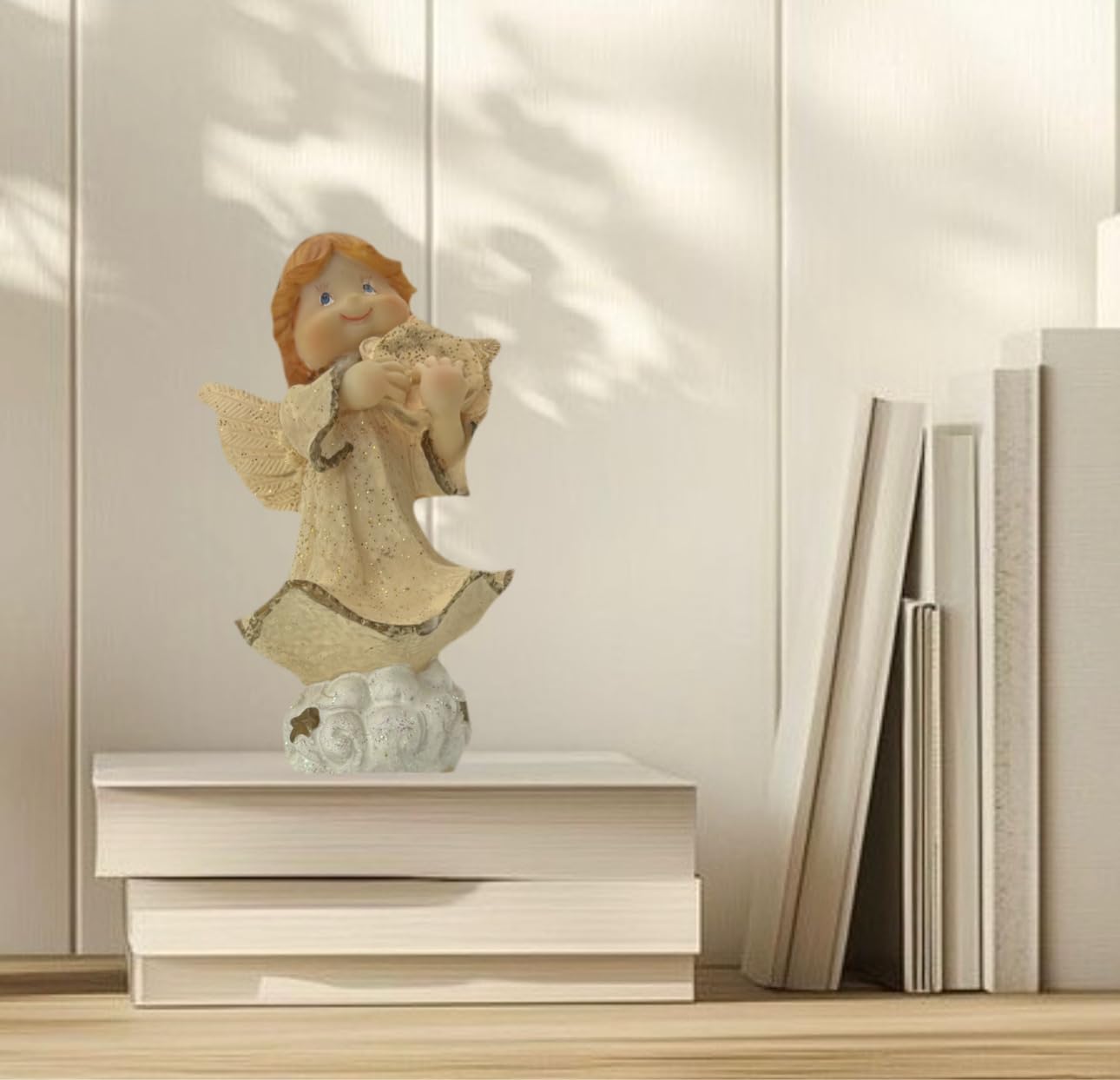 Mystic Romance Angel Statue Figurine, Polyresin Cherub Statue Angel Sculpture, Remembrance Healing Sympathy Gift for Memorial, Shelf Home Living Room Desktop Office Decoration (Tambourine) - Image 8