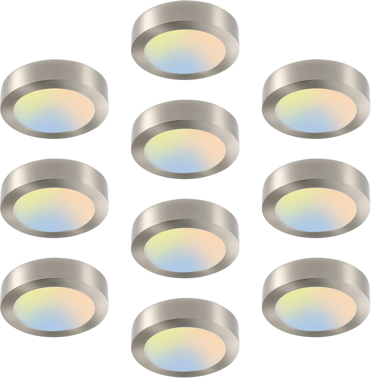 9 Inch LED Flush Mount Round Ceiling Light, Equivalent to 60W 2700K/3000K/3500K/4000K/5000K CCT Selectable, CRI 90+,Dimmable Round LED Panel Light, Damp Rated, ETL Listed,Bronze Finish -5PK