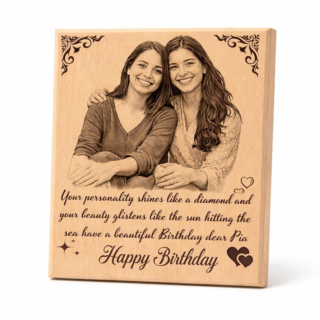Customised Wooden Photo Frame with Engraved Photo & Message Tabletop, Rectangular photo Plaque best Gift for Best Friends Birthday, Anniversary (4X5inch)-image-31