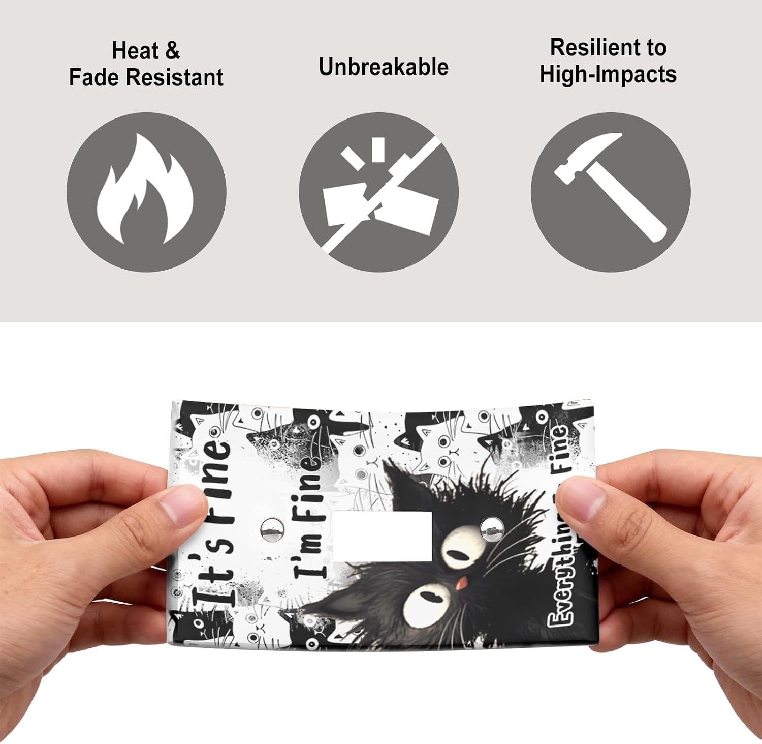 Cat Cute Light Switch Cover Plate Decorative Wall Plates 1 Gang Single Toggle Walls Plate Lightswitch Cover Outlet Electrical Switchplate It's Fine Black Cat Lover Gifts Home Wall Decor, 2 Pack