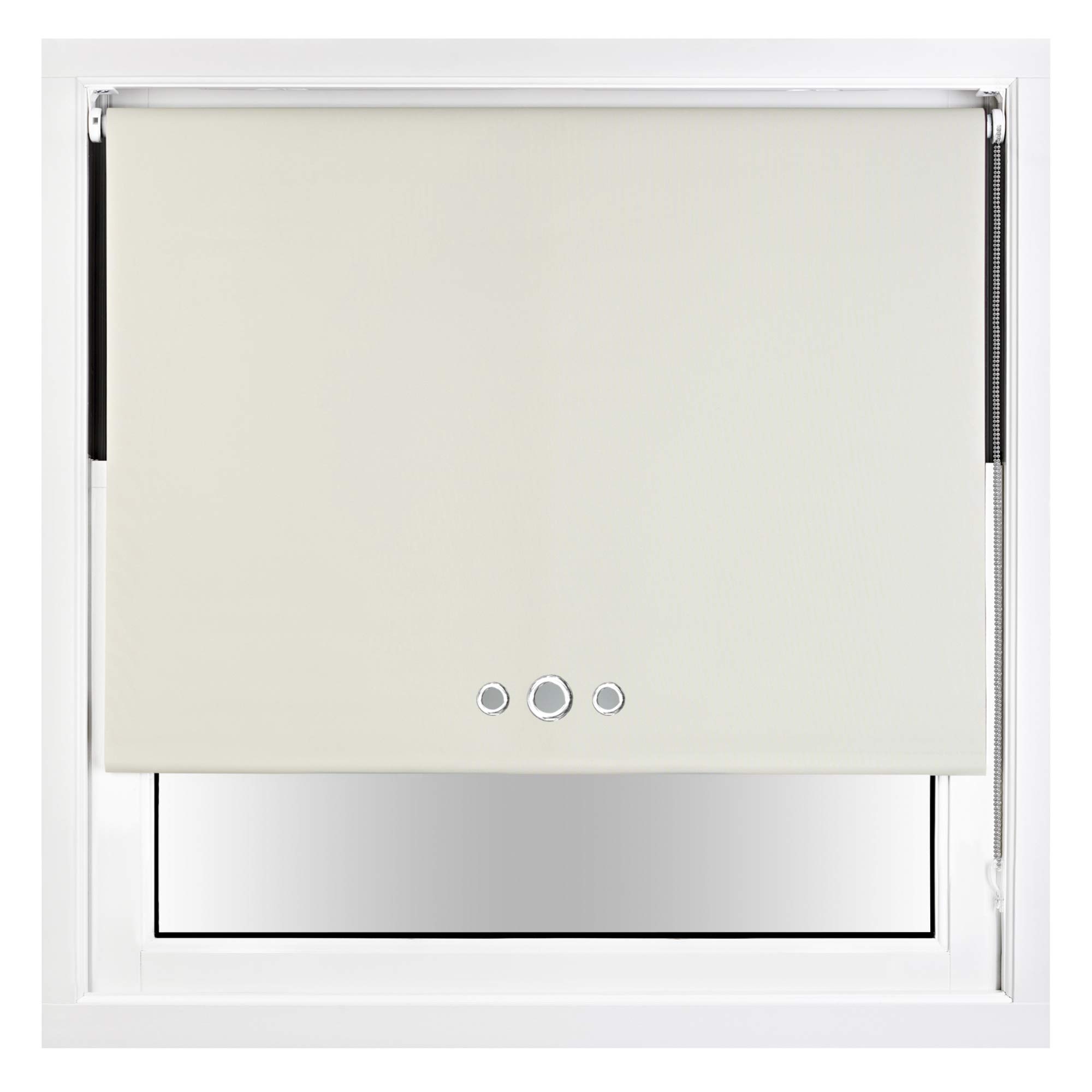 FURNISHED Blackout Roller Blind with Triple Eyelets & Metal Fittings Trimmable - Cream, 165W x 165H cm