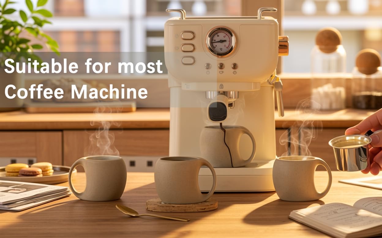 Ceramic Espresso Cups Set of 4, Double Espressos Shots Cup,4 OZ Espresso Mugs,Cute Small Coffee Cups for Double Shots,Cappuccino,Small Latte,Tea,Cafe (Neutral Beige, 4 OZ)