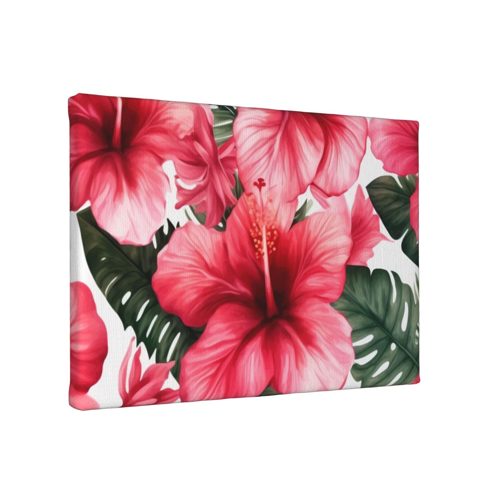 YKLJG beautiful Hibiscus Flower Printed Wall Art Canvas Painting 30x20 CM Wooden Framed Picture Painting Artwork Prints for Bedroom Kitchen Home Office Decor
