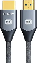 Cabo HDMI 2.1 8K 2m Ultra Rápido 48Gbps | HDR10 eARC VRR | Compatível com TV 4K, PS5, Xbox, Monitor Gamer, Projetor, PC | Conector Banhado a Ouro e Cabo Reforçado