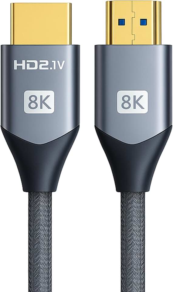 Cabo HDMI 2.1 8K 2m Ultra Rápido 48Gbps | HDR10 eARC VRR | Compatível com TV 4K, PS5, Xbox, Monitor Gamer, Projetor, PC | Conector Banhado a Ouro e Cabo Reforçado