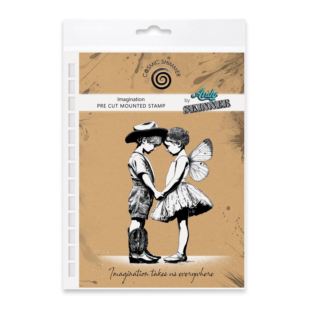 Cosmic Shimmer Red Imagination Pre Cut Rubber Stamp Set By Andy Skinner & Katy Sue. Creates Image 115X70mm, Text: 87X17mm For Stamping In Mixed Media, Art Journaling & Card Making
