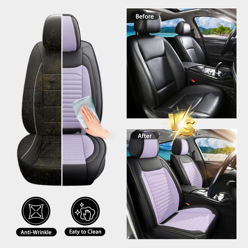 Image of Seat Covers Full Set Fit for Chevrolet Colorado 2015-2026, BlackPurple