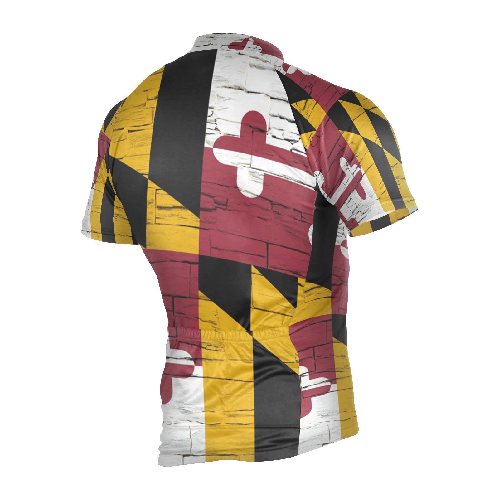 Maryland State Flag Men's Cycling Jersey Short Sleeve Bike Jacket Biking Bicycle Jersey Shirt