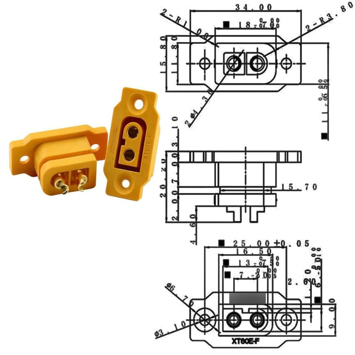 RUNCCI-YUN XT60E-F XT60h XT60 Zestaw 5 par męskich złączy kablowych z gumową obudową wysokoprądową, wodoodporne śruby do baterii Lipo XT60