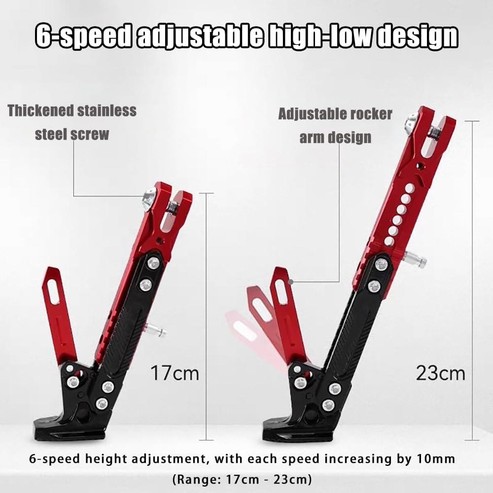 Motorcycle Kickstand for Aprilia Scarabeo 50 Special Edition/Scarabeo 50 Street 2T/Net/SportCity 50, Heavy Duty Motorcycle Side Stand Anti-Slip Adjustable Kickstand Extension,A/Black