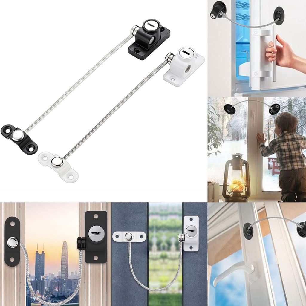 Cerraduras de seguridad para ventanas, cerraduras de seguridad para niños, cerraduras de cable duraderas con tornillos para uso doméstico y comercial