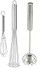 AEE® 3-Piece Stainless Steel Beater Set Beaded Push Automatic Rotating Mini Egg Beater