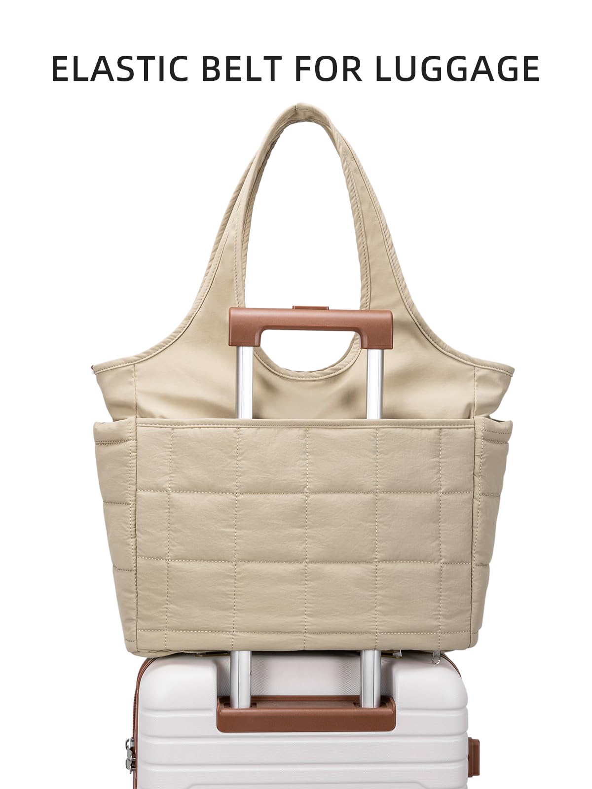 WESTBRONCO Bolsa de mano acolchada para mujer, bolsa de hombro acolchada y ligera, bolsa de trabajo con compartimento para laptop