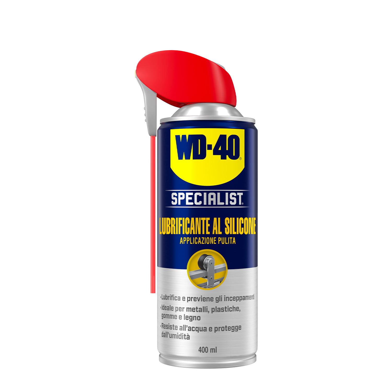 WD-40 Specialist Lubrificante al Silicone 400 ml - Spray Resistente a Temperature fino 200°C - Valvola 360° per Metalli, Plastica, Gomma e Legno - Protezione da Umidità