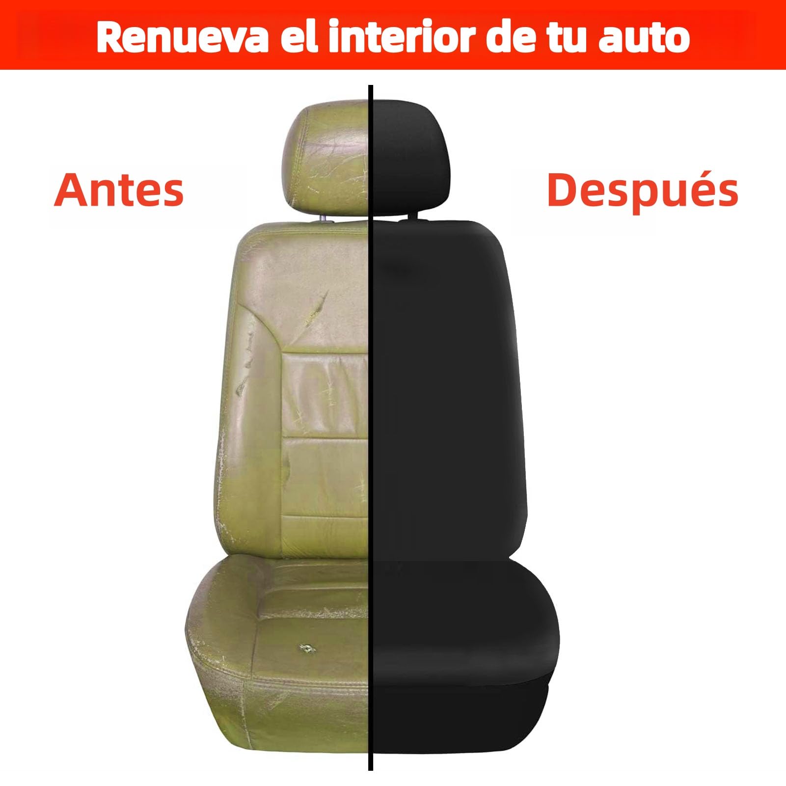 Fundas Universales para Asientos de Coche, Fundas de Cuero PU para Asientos de Coche, Protectores de Asientos para La Mayoría de Los Coches., SUV, Camiones, 11 Pcs, Negro
