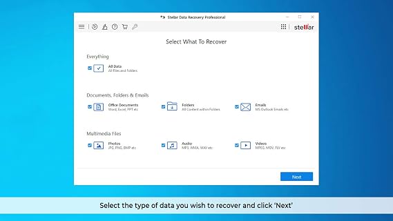 Stellar Data Recovery Software v9.0 | For Windows | Professional | 1 PC 1 Yr | Activation Key Card