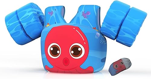 Vista 22 de DOOHALO Flotadores de natación para niños de 28 a 70 libras, chaleco flotante de hombro para niños de 2 a 8 años de edad, para niños y niñas, bebés