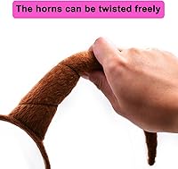 Vista 130 de HODRME - Diadema de orejas y cuernos de animales de felpa, para Halloween, Navidad, festival, fiesta temática de animales, cosplay, o disfraz
