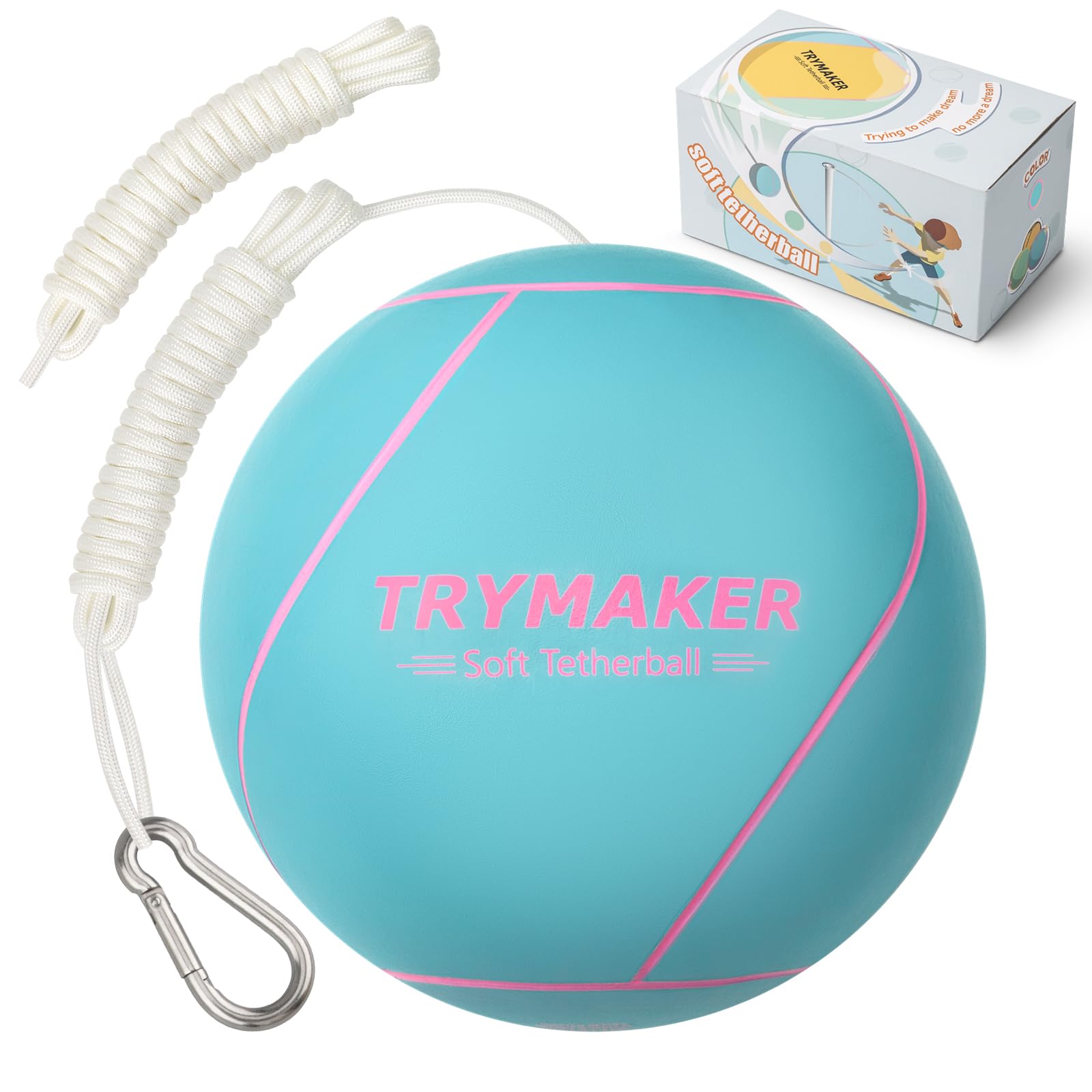 Trymaker Tetherball Ball and Rope, Tether Balls and Rope Set, Replacement Tetherball Blue Backyard Outdoors…