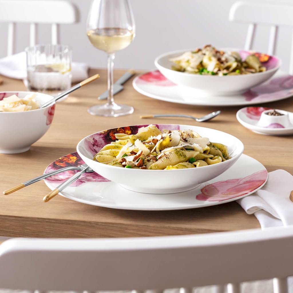 Villeroy & Boch - Rose Garden Servizio Tavola 4 Pezzi Bianco, Lavabile in Lavastoviglie, Adatto per Microonde, Set di Stoviglie, Servizio, Servizio Piatti 2 Persone, Colorati, Porcellana Premium