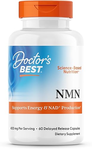 Doctor's Best Suplemento NMN para mujeres y hombres, apoya la producción de NAD+ y energía celular, beta nicotinamida mononucleótido, 200 mg por