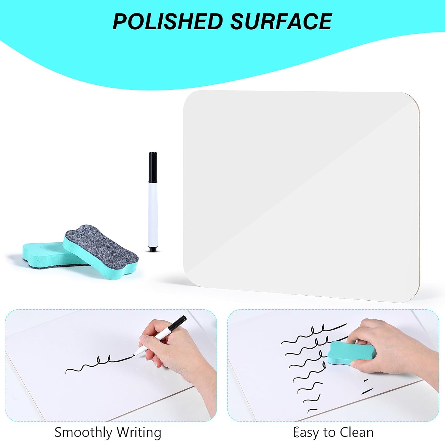 12 Pack Small White Board Dry Erase Boards Classroom Teachers Pack Mini White Boards 9" x12” Personal Whiteboards for School Students Supplies Lapboards l 12 Mini Erasers， 12 Makers Included (12)