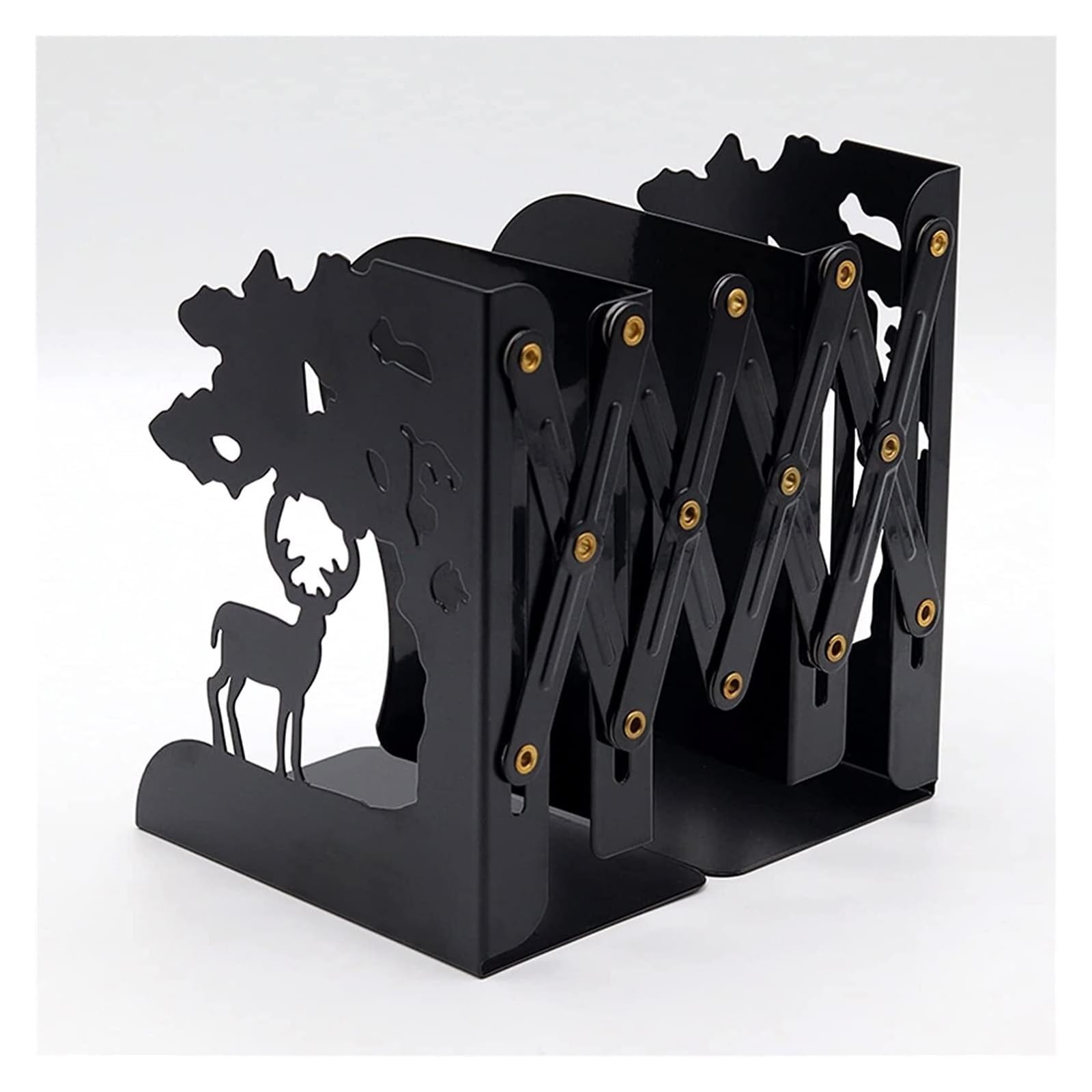 Bookends Nonskid Bookends Adjustable Metal Bookends Books Holder Stand Desk Bookend Supports Bookends for Shelves Office Bookshelf(Noir)