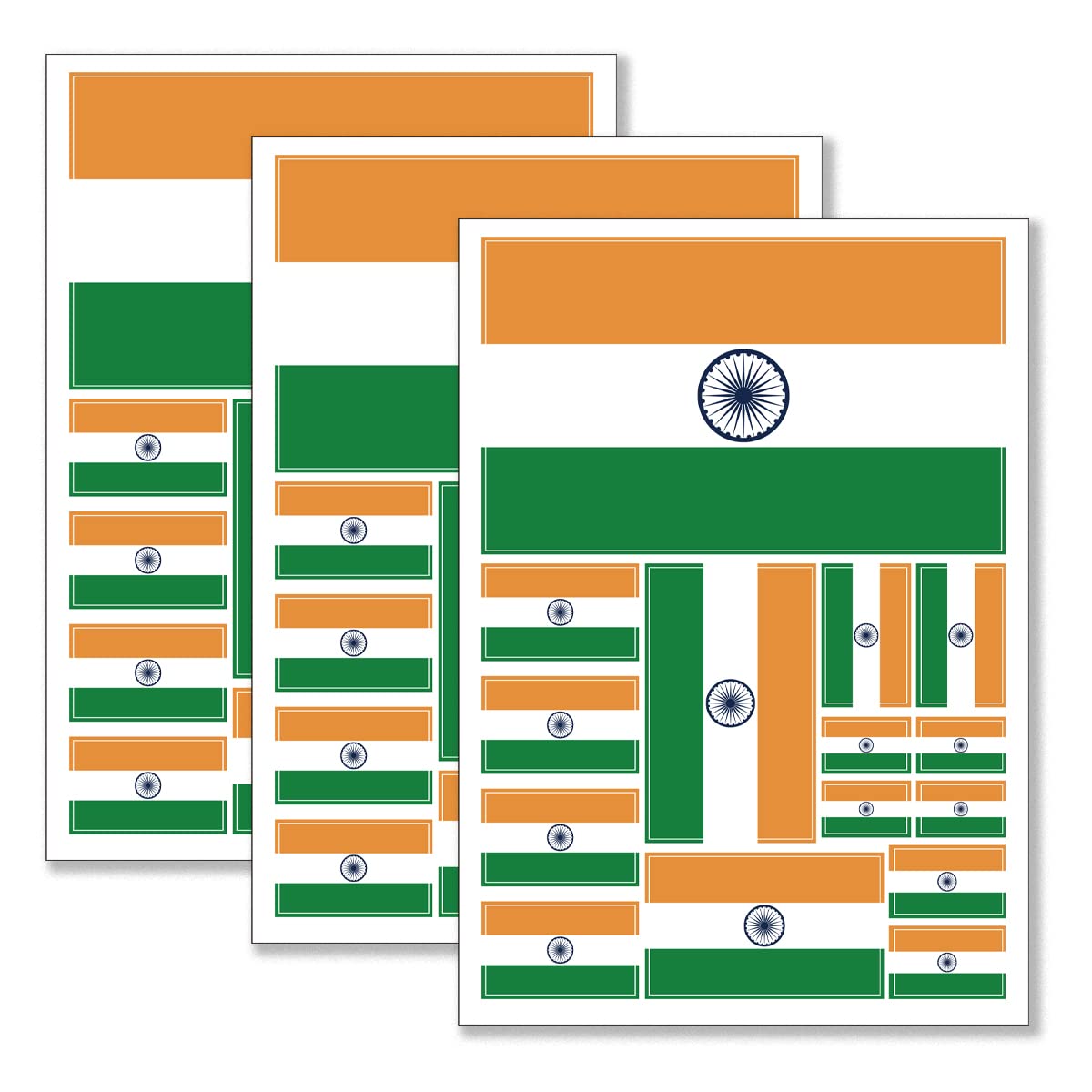 QQSD India Indian Flag Sticker Decal in Multiple Sizes, 3 Pack, 11.7 x 8.3 Inches