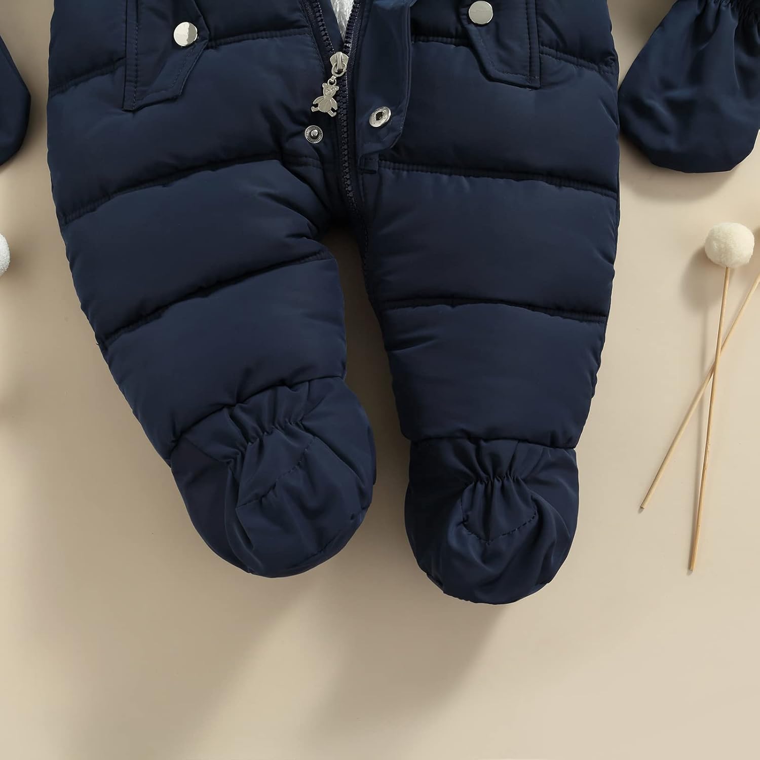 Infant Baby Boys Girls Winter Snowsuit Romper Hoodied Footie Outwear Toddler Jumpsuit Down Coat Jacket + Gloves
