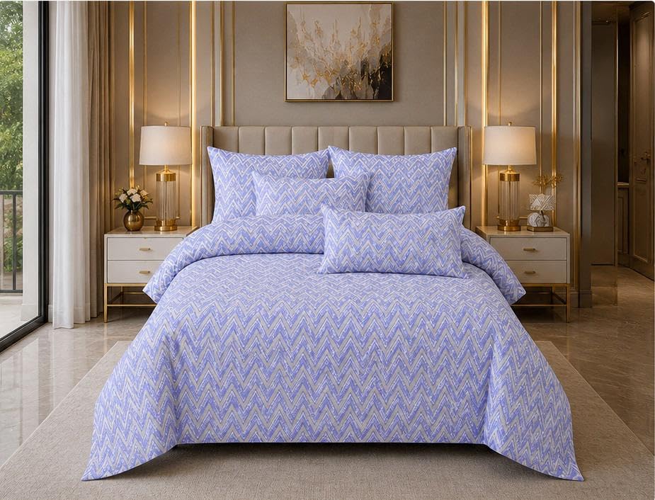 Image of NEW LEAF Cotton Fitted King Bedsheets with 2 Pillow Covers | Elastic Fitted | Wrinklefree | Ultrasoft |Winter Bedsheet 200 to 220 tc Floral | 78x72+10 Inches, Lavender