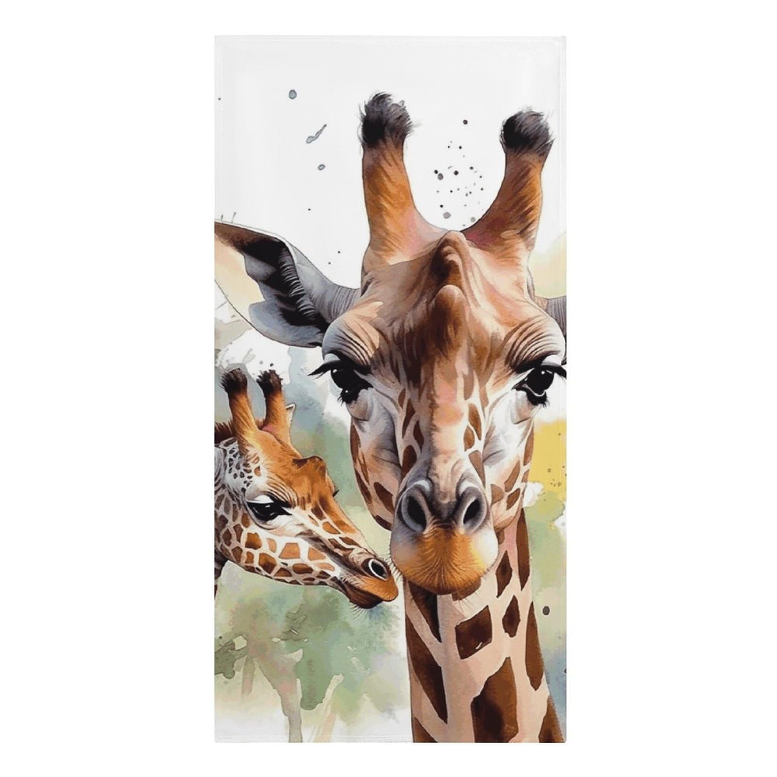 QMNLKH Watercolor Deer Giraffe Beach Towel for Women, Large Microfiber Pool Towel for Men, Absorbent Swim Towels for Home, Lightweight Bath Towels for Camping, Yoga, 30.3"x61.4"