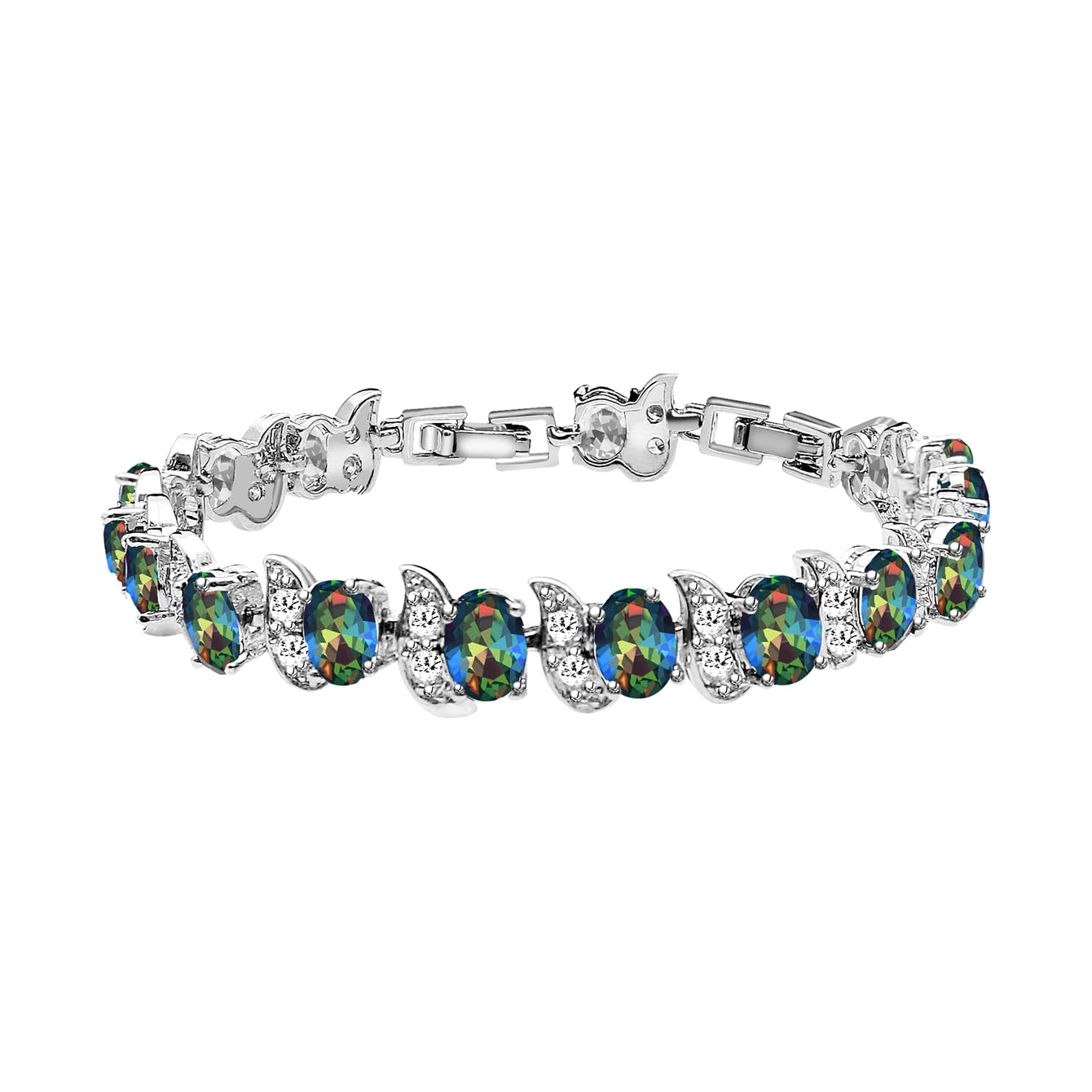 LMXXVJ Fashion Tennis Bracelet Created Emerald White Gold Plated Charm Bracelet Gifts Jewelry for Women