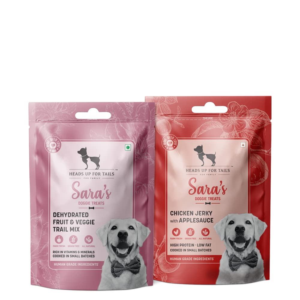 Heads Up For Tails Huft SaraS Dog Treats Combo Chicken Jerky With Applesauce & Fruit & Veggie Trail Mix Wafer- Pack of 2(For All life stages) (B0BR8DPL8D) Amazon Price History, Amazon Price Tracker