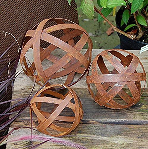 Deko - Rost Kugel für Garten 3er Set in 3 Größen Bandkugel für die Gartendeko Deko - Rost Kugel für Garten 3er Set in 3 Größen Bandkugel für die Gartendeko