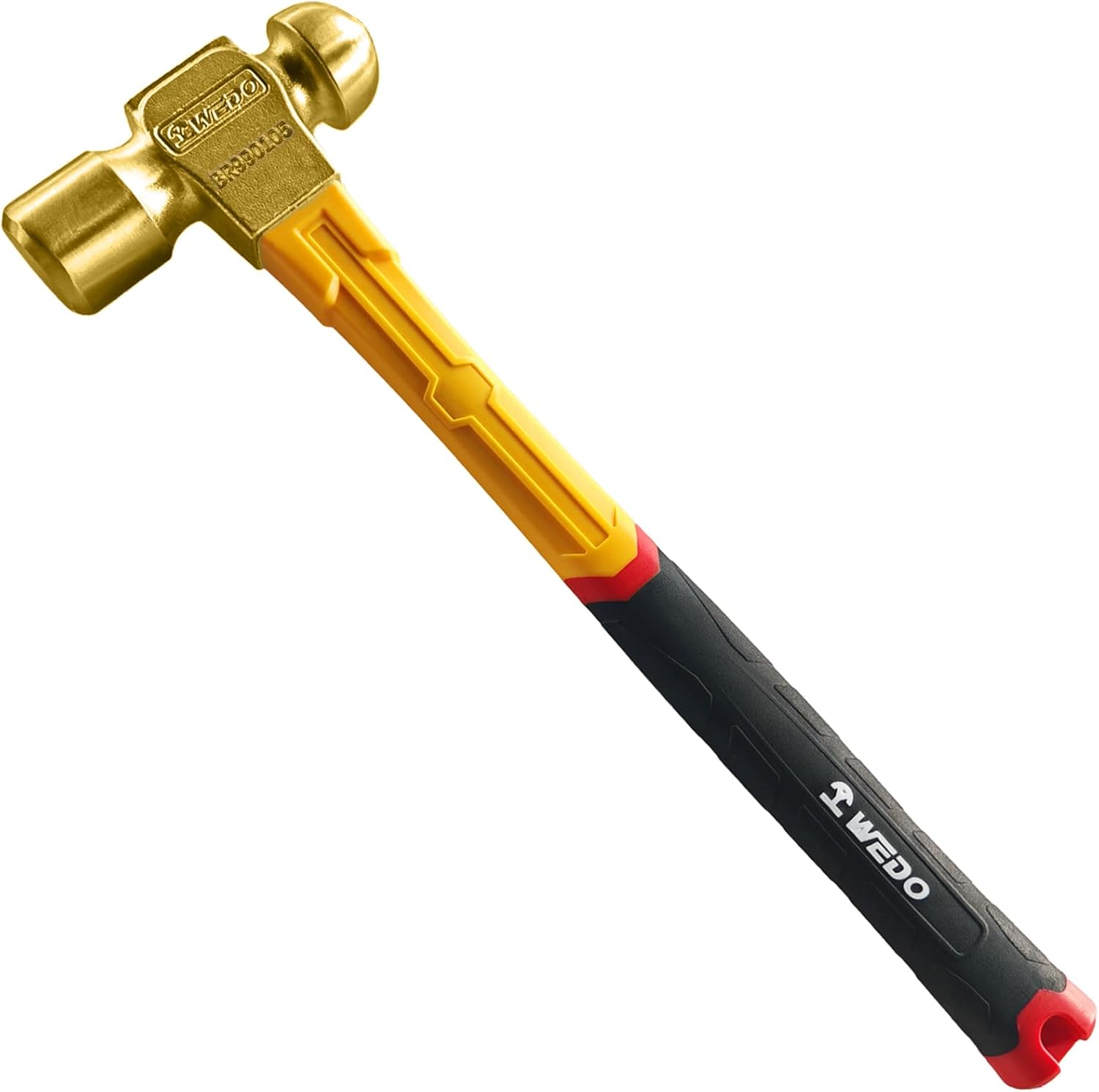 WEDO 24oz(680g) Brass Ball Peen Hammer,Ball Pein Hammer with Fiberglass Handle,Length 340mm(13"),Brass, Die-Forged, Corrosion Resistant, DIN Standard