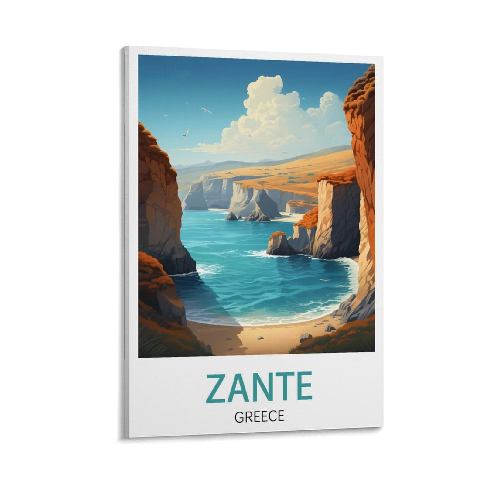 Zante Greece Vintage Travel Poster Landscape 08x12inch(20x30cm) Canvas Wall Art Posters for Living Room Decor Paintings for Home Decor