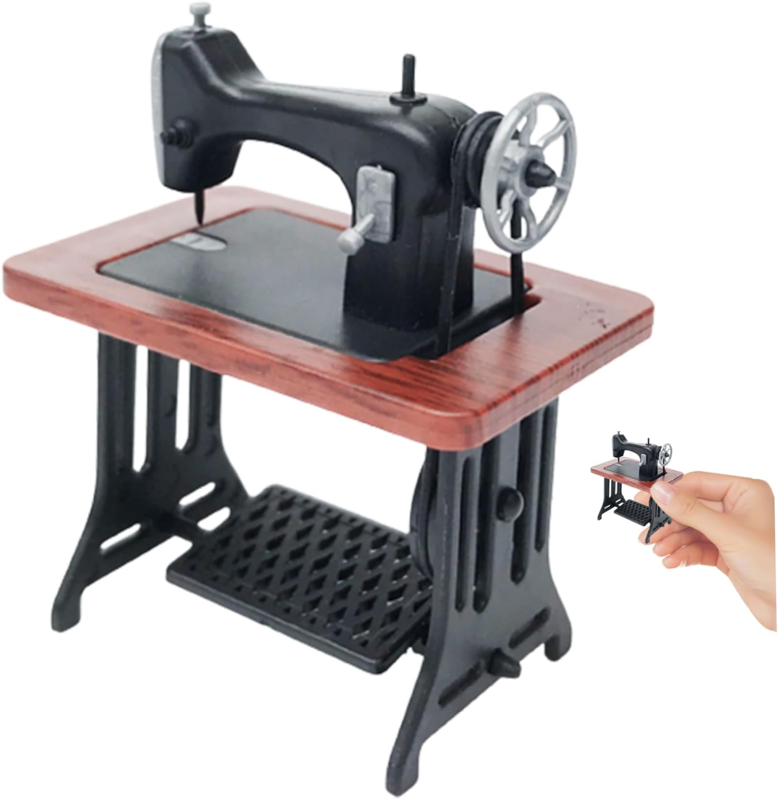 Miniature Sewing Machine,1:24 Scale Mini Vintage Sewing Machine Model,Realistic Vintage Dollhouse Furniture Tabletop Sewing Room Decor for Kids Toddler(Red)