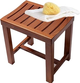 Wood Spa Bench Seat Shower Stool Foot Rest Shaving Stool Non-Slip Bathing Chairs for Elderly Disabled,Works in Bathroom/Living Room/Bedroom/Garden Leisure (Size : 44×33×45 cm) ()