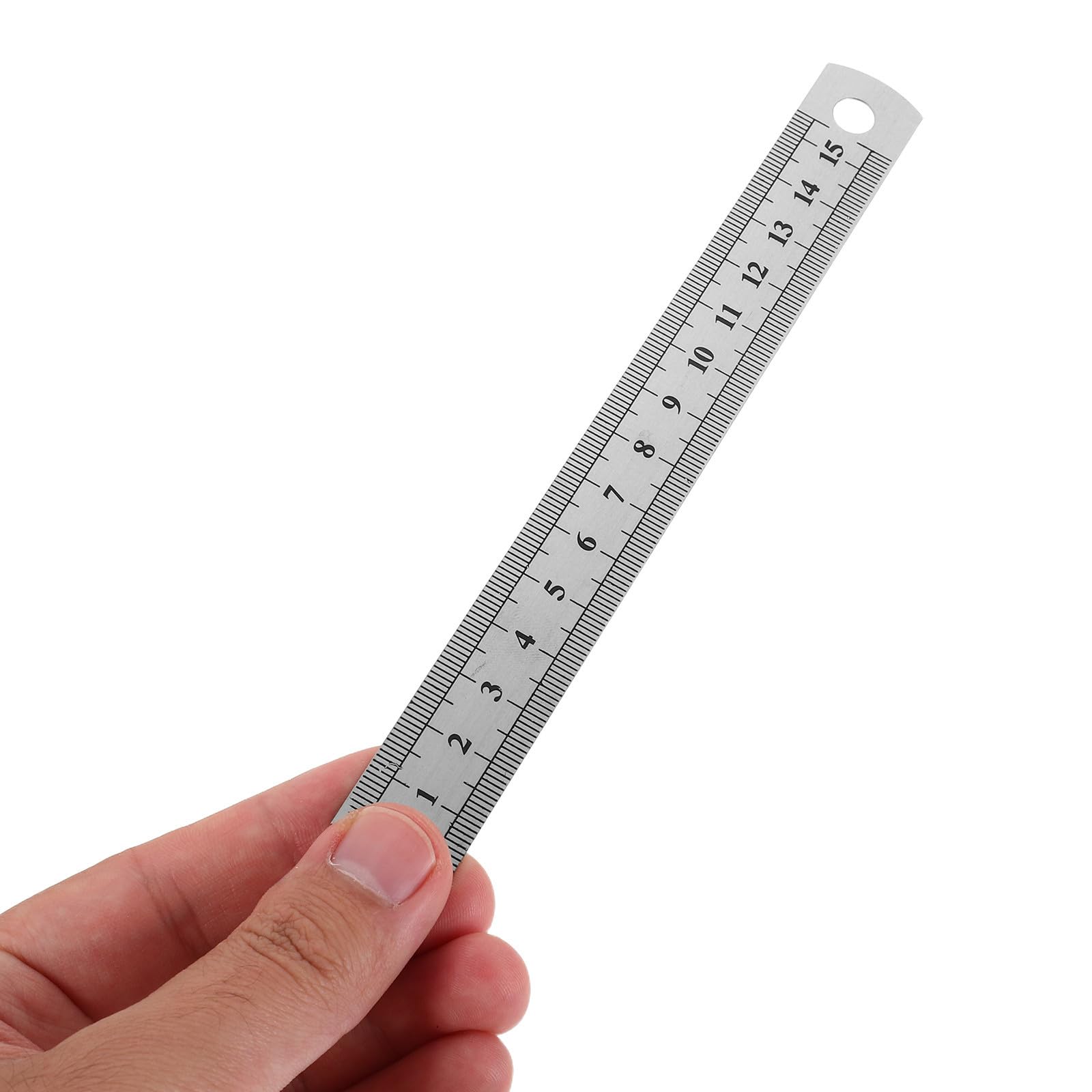 SHINEOFI 30 Pièces Règle Droite Multifonctionnelle en Acier Inoxydable 15 Cm avec Double Échelle et Trou Suspendre, Outil de Précision pour Guitare et Projets Étudiants