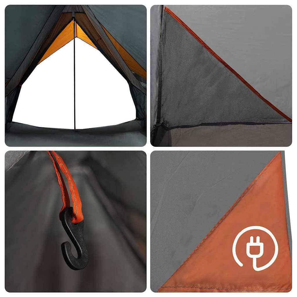Tente familiale avec toit en toile vert et blanc, tente jetable en fibre de verre en polyester imperméable pour camping, famille, sac de transport inclus