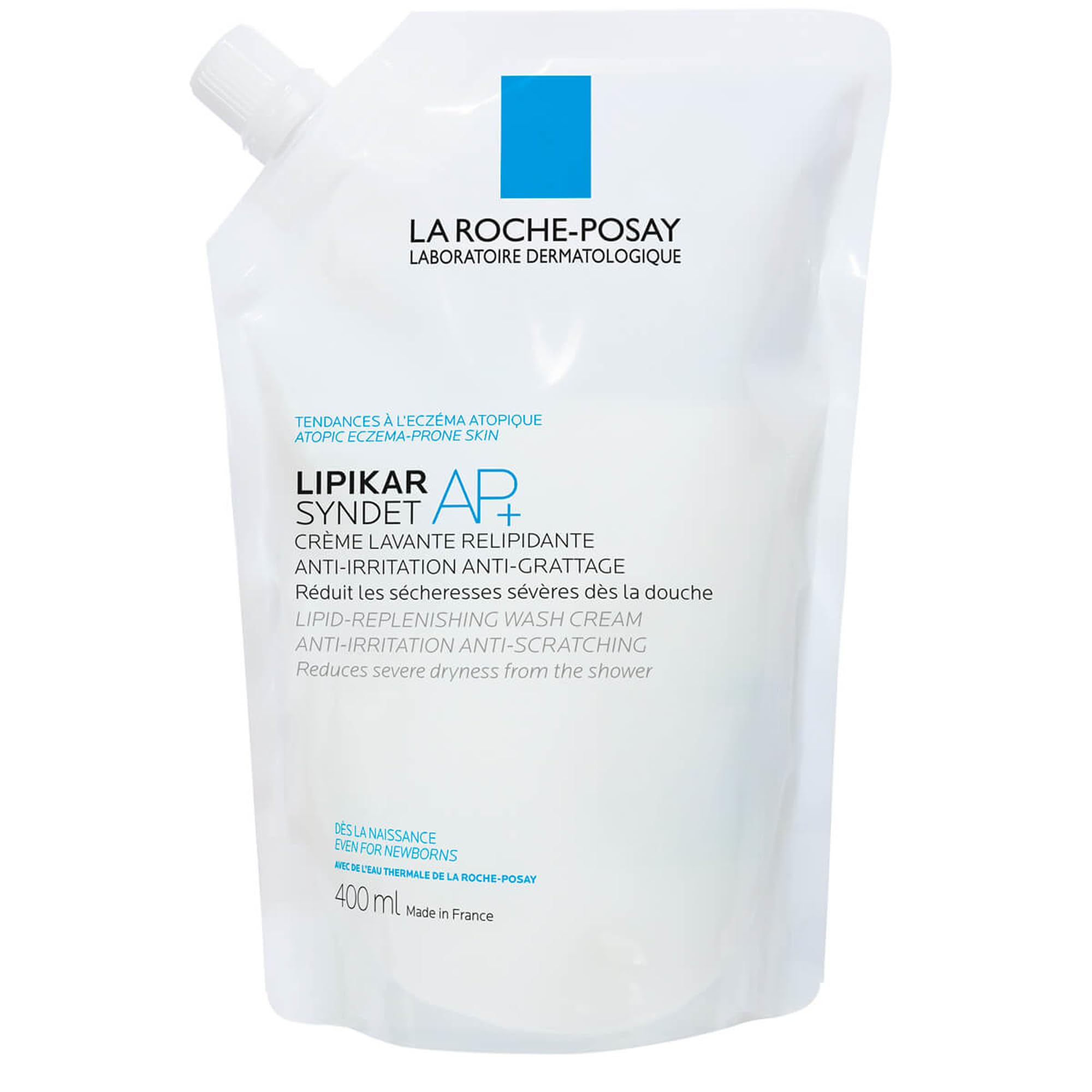 La Roche-Posay Lipikar Syndet AP+, Refill Pouch, Eco Cream Wash, Niacinamide, Shea Butter, For Very Dry Eczema Prone Sensitive Skin, Sustainable Refill, 400ml