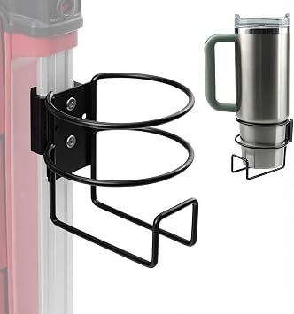 Cup Holder Compatible with Milwaukee Packout Toolbox, Clamp-On Rail Mount Drink Holder, No-Removal Installation for Water Bottles, Coffee Cups & Cans