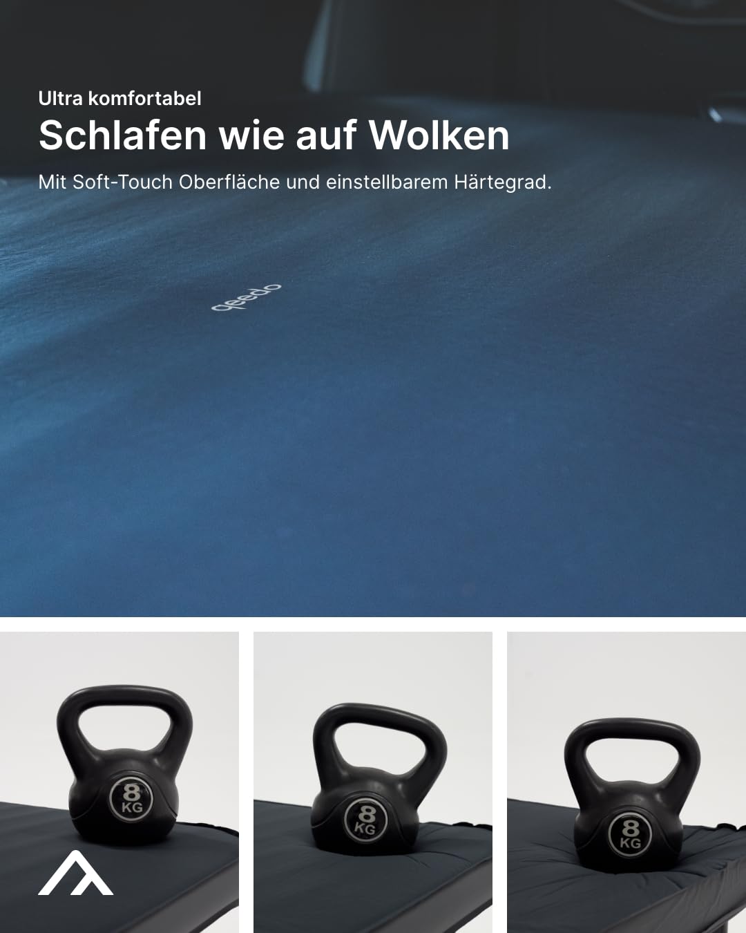 qeedo Cloudmat - Selbstaufblasende Premium Luftmatratze - weiche, Bequeme Isomatte mit Soft Touch Oberfläche und Double Inflation Ventil, Schlafmatte für Camping, Reisen oder als Gästebett