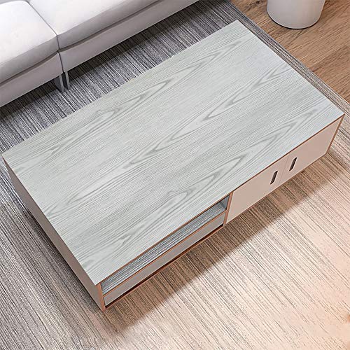 Wood Grain Wallpaper Self Adhesive Gray and White Wood Peel and Stick Wallpaper 17.7”x118\"Wood Grain Texture Stick and Peel for Furniture Decorative Wall Desktop Removable Waterproof Vinyl Shelf Paper - Thumbnail 7