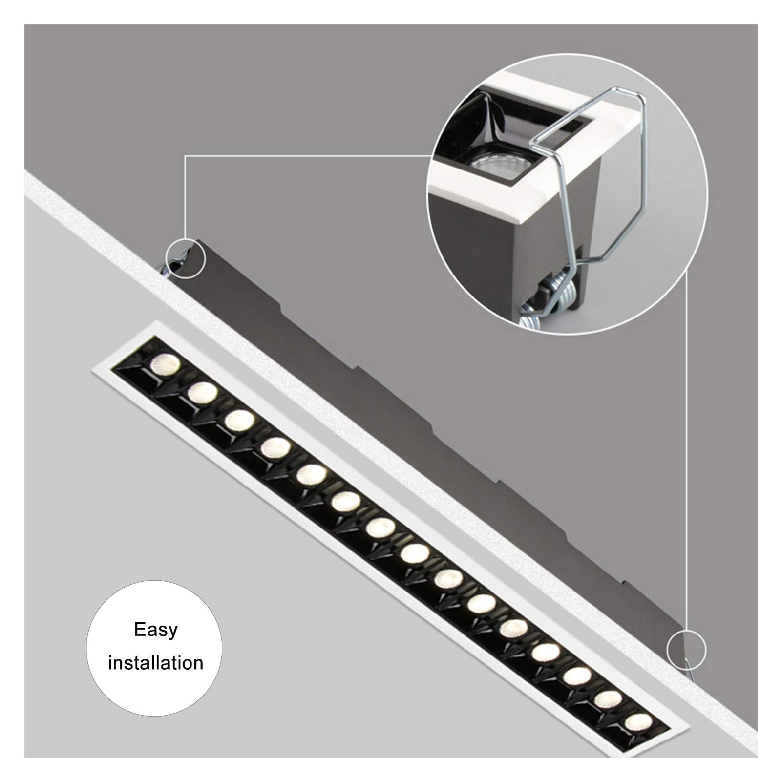 Focos LED Empotrados Lineales 110v-220v Tira Larga Iluminación Empotrada Sala de Estar Diseño de Techo Pasillo Lineal Hogar Sin Luces Principales, 3 Colores de Iluminación 5 Potencia